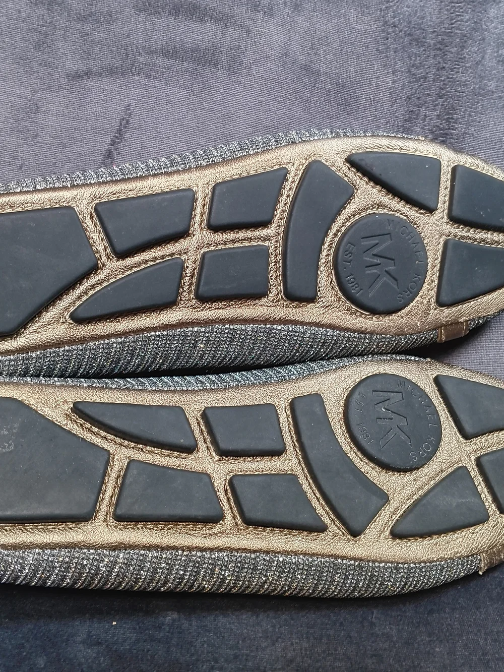 Michael Kors Women's Metallic Gray MK Logo Ballet Flats